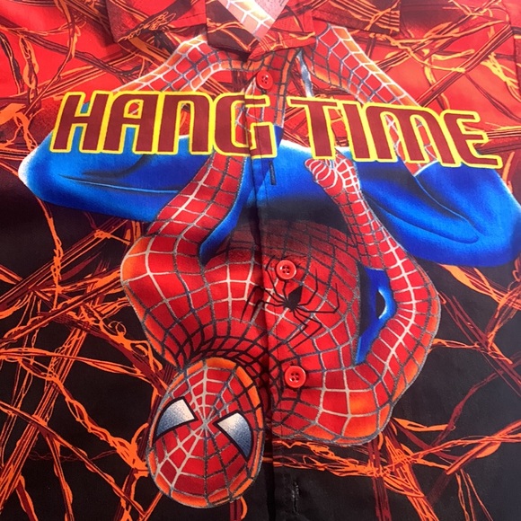 Vintage Marvel Spider-Man 2 Short Sleeve Button Up As-Is Retro Kids - Picture 2 of 10